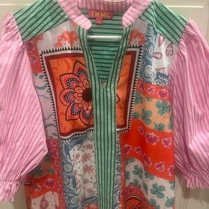 THML Multicolor Striped and Floral Blouse
